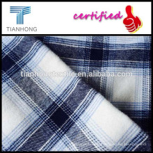 blue plaid flannel fabric/cotton plaid shirt fabric/woven twill shirt fabric